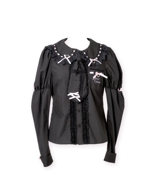 トップス AVENCHUMUFrillsribbonscrosstiepuffblouse AVENCHUMU ブラウス シャツ Frills ＆ ribbons cross tie puff