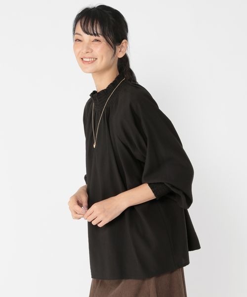 ブラウス シャツ 「ウタオ」スタンドシャーリングブラウス レディース