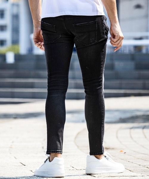 定価6.2万1piu1uguale3 9 tapered ダメージデニムパンツⅥ 楽天市場】ダメージデニム ロールアップ ストレッチ スキニー