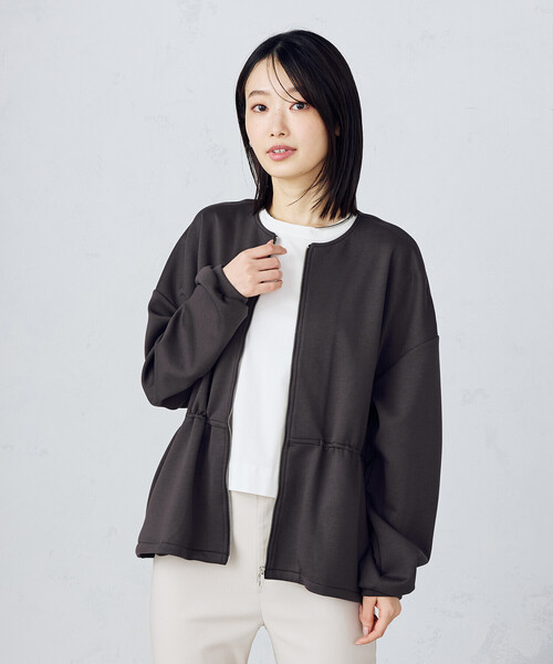 make ai 2way ペプラムブルゾン　黒 ブルゾン アウター Wジップペプラムブルゾン レディース : ZOZOTOWN