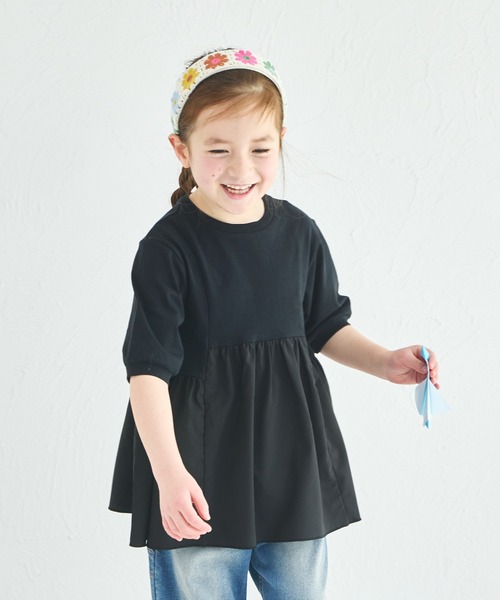 tシャツ 「リンクコーデ」ドッキングボリューム袖トップス キッズ 子供服 女の子 | pairmanon | 02