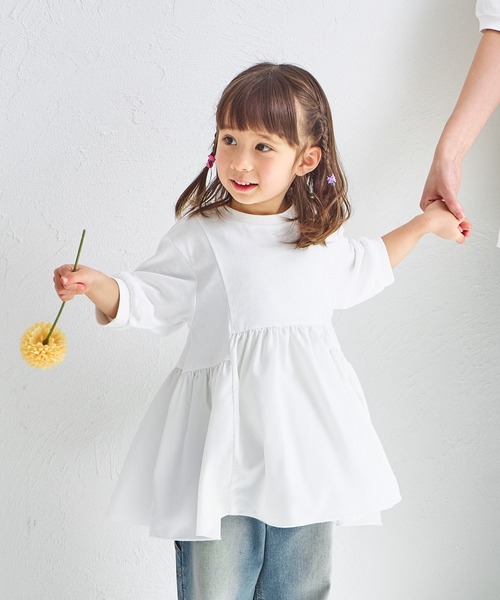 tシャツ 「リンクコーデ」ドッキングボリューム袖トップス キッズ 子供服 女の子 | pairmanon | 05