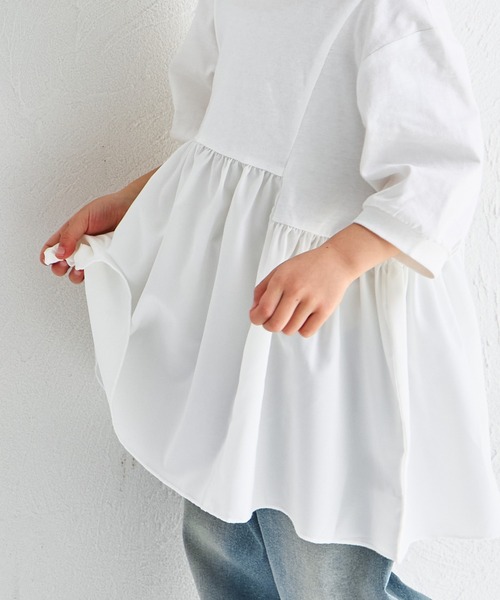 tシャツ 「リンクコーデ」ドッキングボリューム袖トップス キッズ 子供服 女の子 | pairmanon | 06