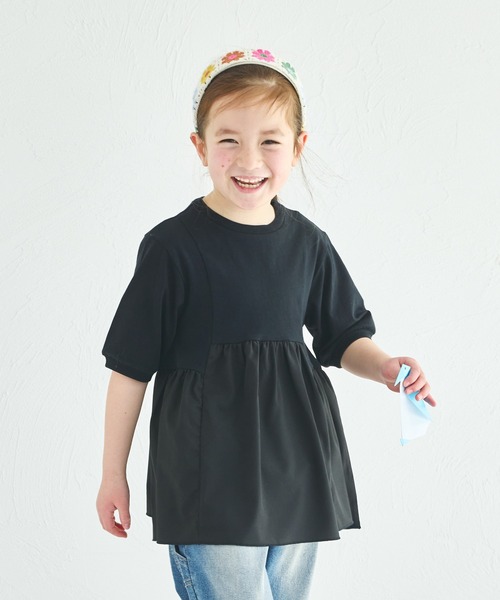 tシャツ 「リンクコーデ」ドッキングボリューム袖トップス キッズ 子供服 女の子 | pairmanon | 07