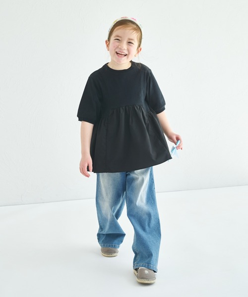 tシャツ 「リンクコーデ」ドッキングボリューム袖トップス キッズ 子供服 女の子 | pairmanon | 08