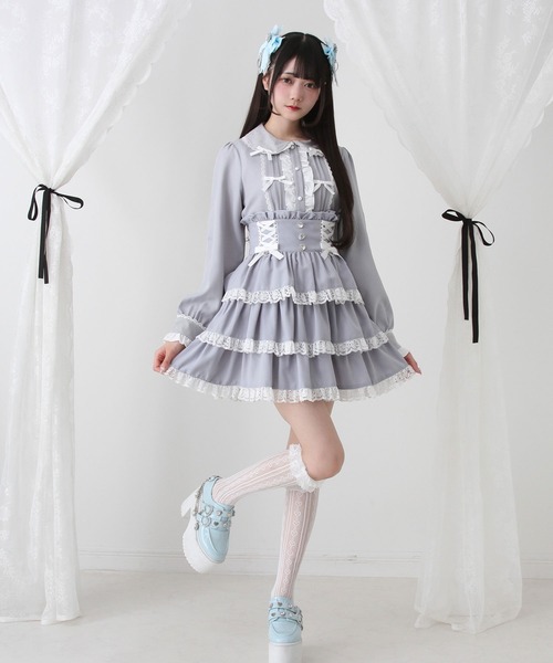 DearMyLove ブラウス シャツ キラキラビジュレースリボンブラウス