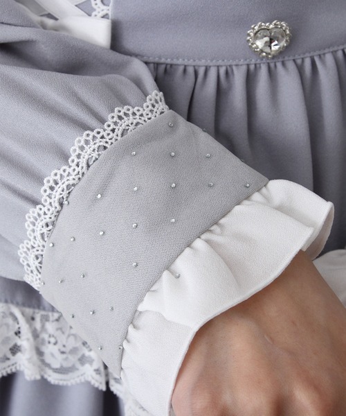 DearMyLove ブラウス シャツ キラキラビジュレースリボンブラウス