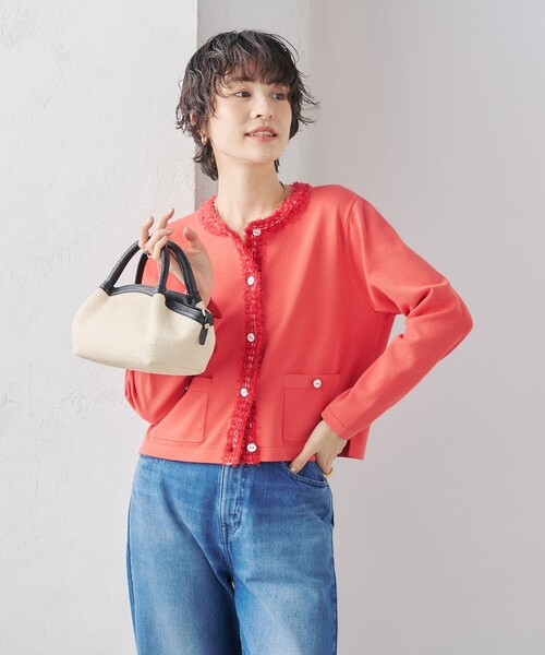 NOLLEY'S カーディガン 「手洗い可能」フワシャギーステッチ