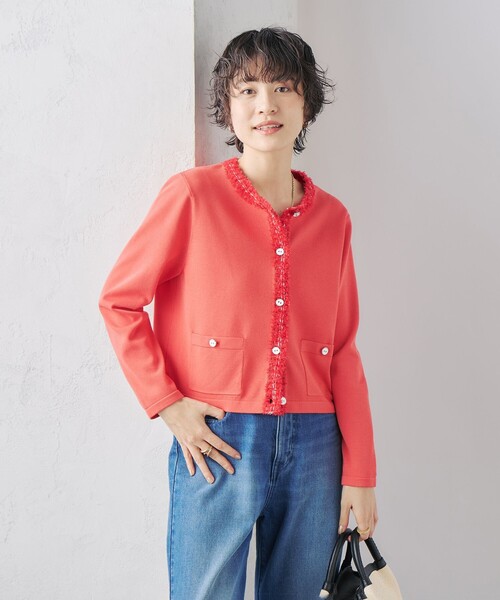 NOLLEY'S｜《手洗い可能》フワシャギーステッチニットジャケット