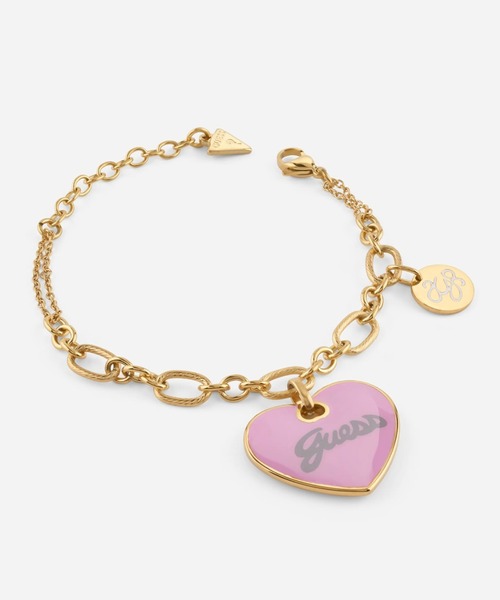 GUESS ハート型チャーム ブレスレット GUESS ブレスレット VINTAGE MAXI HEART LOGO BRACELETACELET