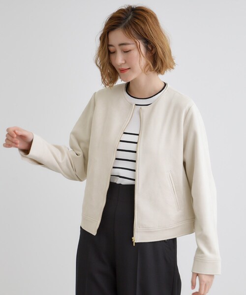 grove（グローブ） ブルゾン アウター スエードライクノーカラー