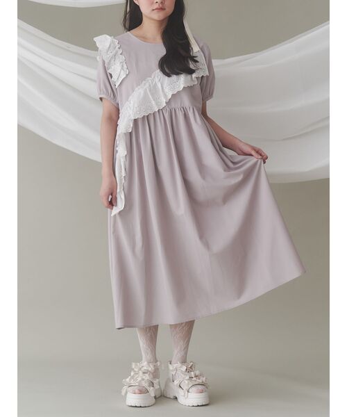 merry jenny フリルノースリーブロングワンピース merry jenny フリル付きノースリーブロングワンピース airy frill