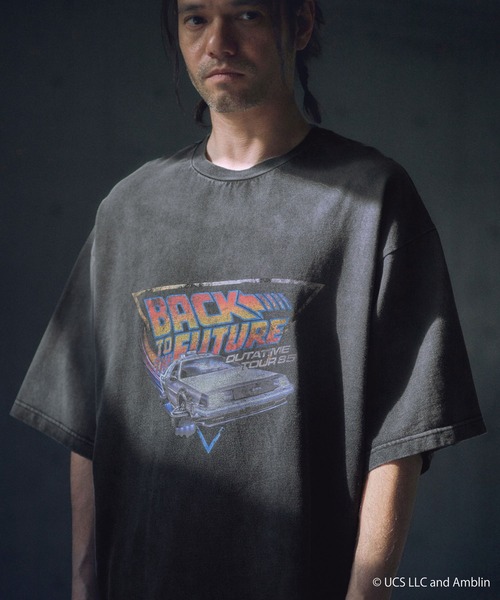 Back To The FutureドクTシャッツ緑 GU公式 | ウォッシュドグラフィックT(5分袖) MOVIE