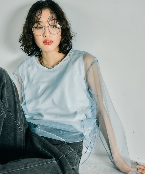 LEPSIM tシャツ チュールレイヤーギャザープルオーバー 311928