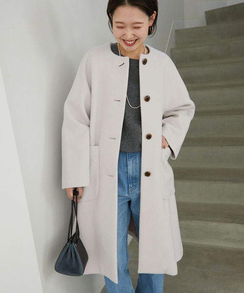 SLOBE IENA（スローブイエナ） ノーカラーコート 38 アイボリー