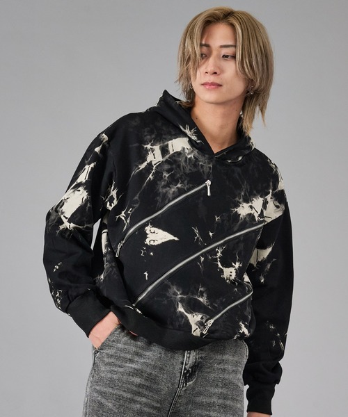 REGIEVO（レジエボ） パーカー ムラ染めビンテージ古着風パーカー