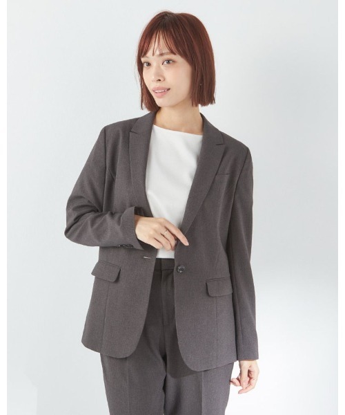 Lサイズ スーツセレクト スーツ セットアップ パイピング グレー SUIT SELECT セットアップ 「洗えるスーツセット」1釦ジャケット