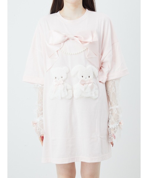 Ank Rouge tシャツ うさちゃんくまちゃんアーム付きBIGTE