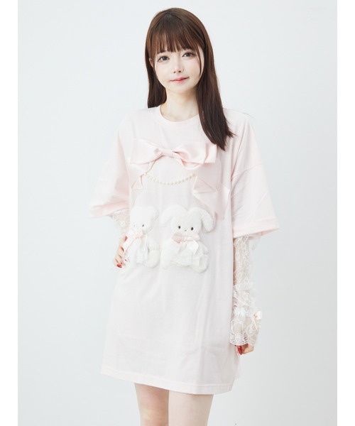 Ank Rouge tシャツ うさちゃんくまちゃんアーム付きBIGTE