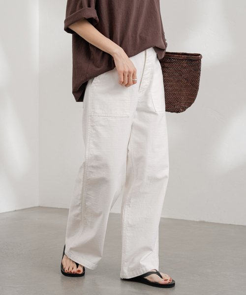 【美品】45R おこめチノの908パンツ サイズ 2 そら豆 カーキ 45Rおこめチノの908チーゴパンツ: WOMEN｜45R