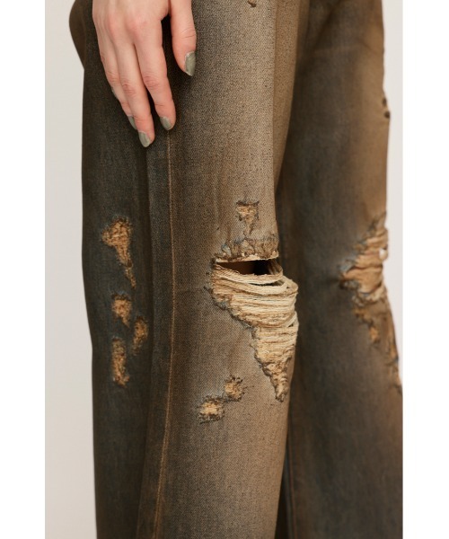 SLY 美品ダメージ ジャストウエスト フレア パンツ シー SLY ジーンズ デニム デニムパンツ COATING DAMAGE J/W FLARE PT