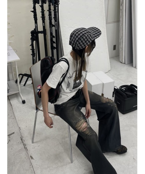 SLY 美品ダメージ ジャストウエスト フレア パンツ シー SLY ジーンズ デニム デニムパンツ COATING DAMAGE J/W FLARE PT