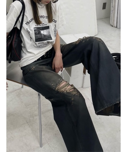 SLY JEANS ダメージフレアデニム SLY ジーンズ デニム デニムパンツ COATING DAMAGE J/W FLARE PT