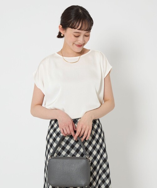 tシャツ サテン ドッキング ドルマン プルオーバー カットソー レディース green label relaxing tシャツ サテン ドッキング ドルマン プル