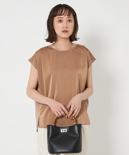 tシャツ サテン ドッキング ドルマン プルオーバー カットソー レディース green label relaxing tシャツ サテン ドッキング ドルマン プル
