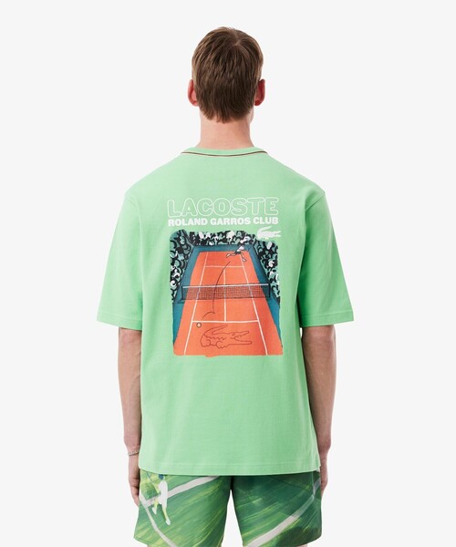 LACOSTE tシャツ ローラン・ギャロスコラボ 配色ライン バック