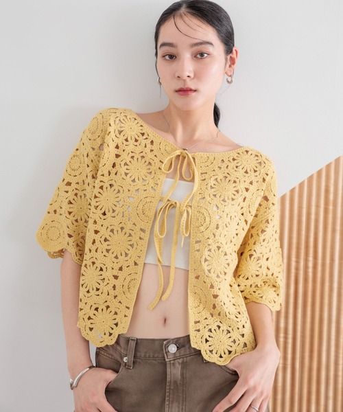 カーディガン CROCHET 2WAY C/D クロシェット 2ウェイ カーディガン レディース LOWRYS FARM カーディガン クロシェ2WAYカーディガン 499228