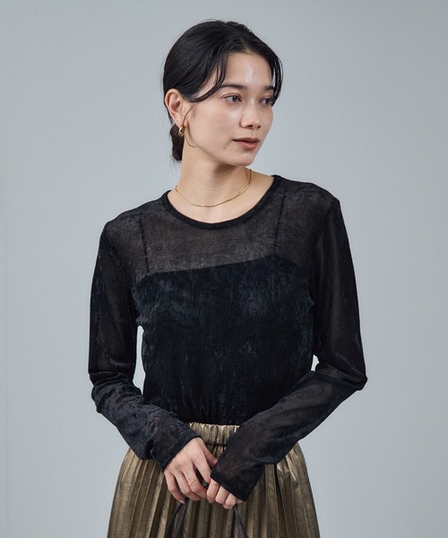 tシャツ シアーベロアロンT / メッシュベロアプルオーバー レディース