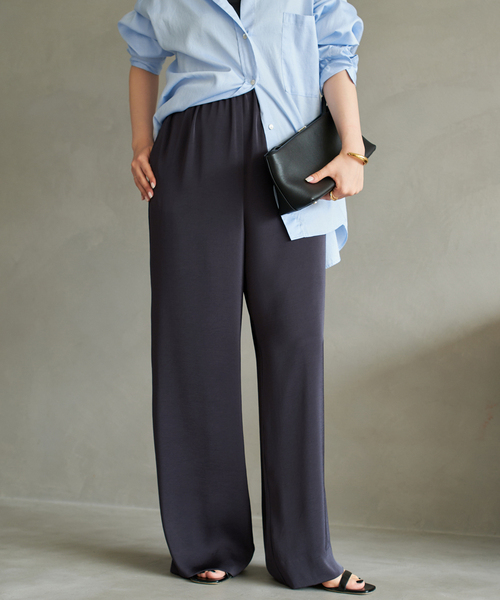 Plage プラージュ　Satin Relaxパンツ　ブラック　美品 新 モデルファッション - Plage プラージュ Satin Relaxパンツ