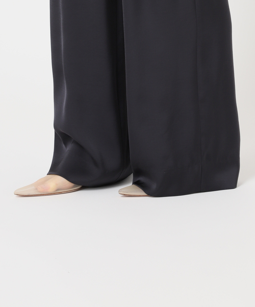 プラージュ　サテンリラックスワイドパンツ 38 キレイめストレートパンツ　黒 plage パンツ dull satin relax レディース : ZOZOTOWN Yahoo!店