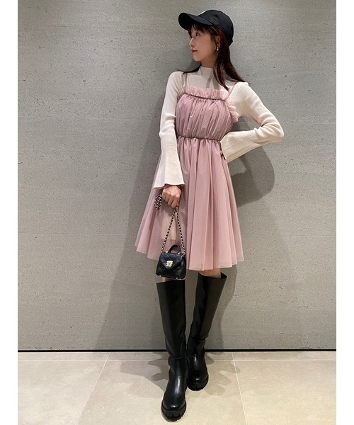 SNIDEL　ピンクベージュ ロングワンピース スリット入り　スナイデル SNIDEL ピンクベージュ ロングワンピース スリット入り