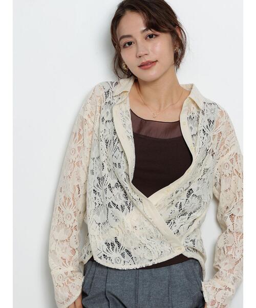 ブラウス シャツ 2WAYカシュクールレースシャツ レディース