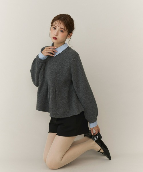 Olu.（オルドット） ニット セーター シャツドッキングペプラムニット