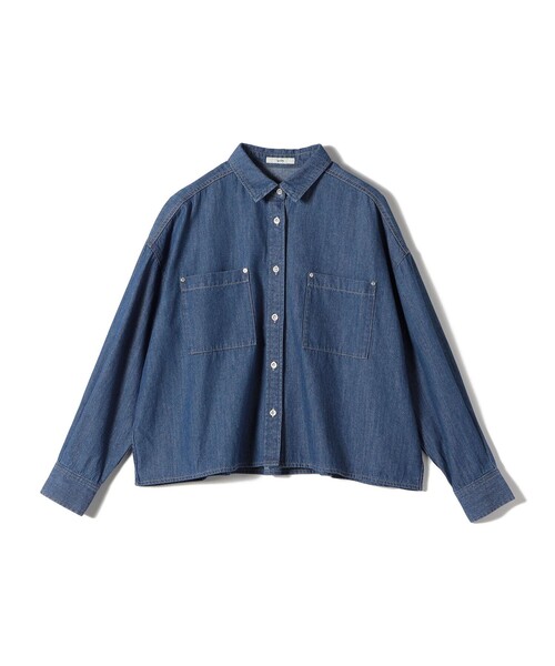 SHIPS for women ライトオンスデニム ショートシャツ現行品 SHIPS（シップス） ブラウス シャツ 「洗濯機可能」ライトオンス