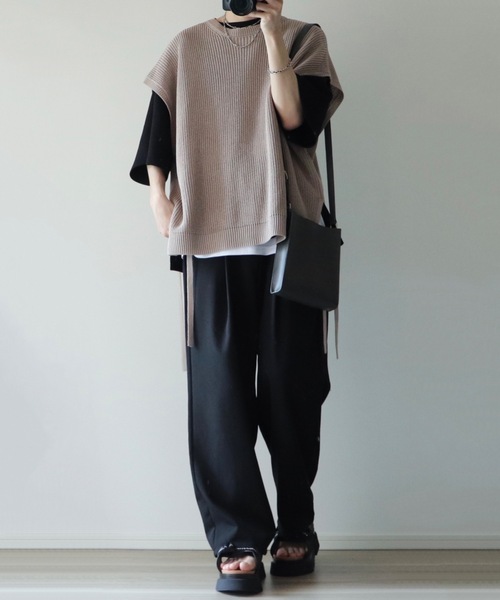 「LILL」 半袖ニット L サックスブルー メンズ