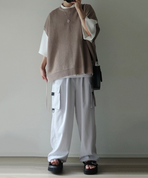 「LILL」 半袖ニット L サックスブルー メンズ
