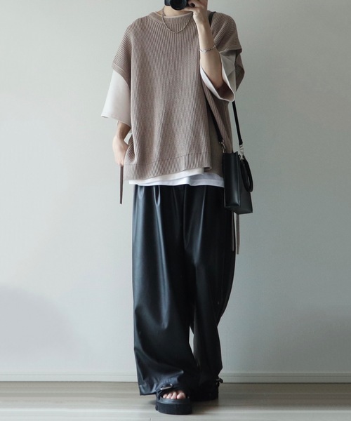 「LILL」 半袖ニット L サックスブルー メンズ