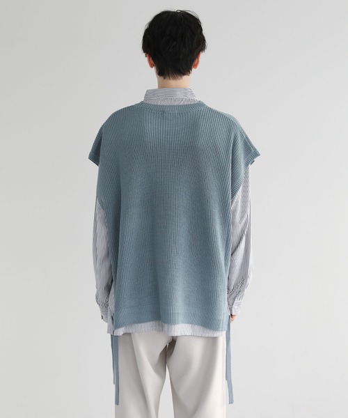 「LILL」 半袖ニット L サックスブルー メンズ