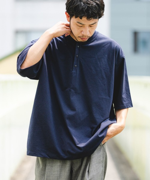 EKAL（エカル） tシャツ 「UR TECH」ワイドヘンリーネックTシャツ