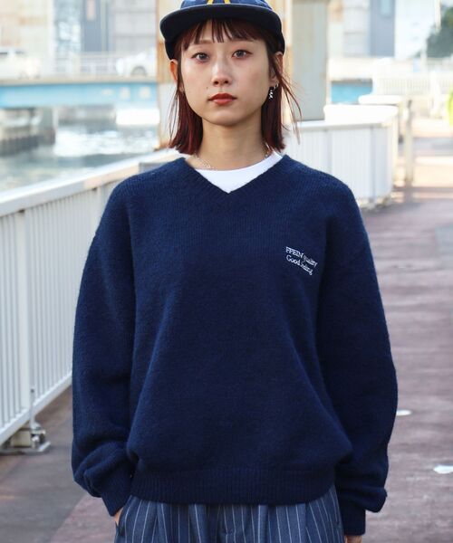 ffein セーター ニット 「FFEIN（フェイン）」ワンポイントVネック