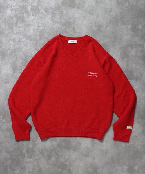 ffein セーター ニット 「FFEIN（フェイン）」ワンポイントVネック 