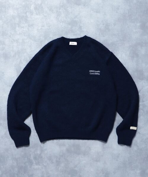 ffein セーター ニット 「FFEIN（フェイン）」ワンポイントVネック 