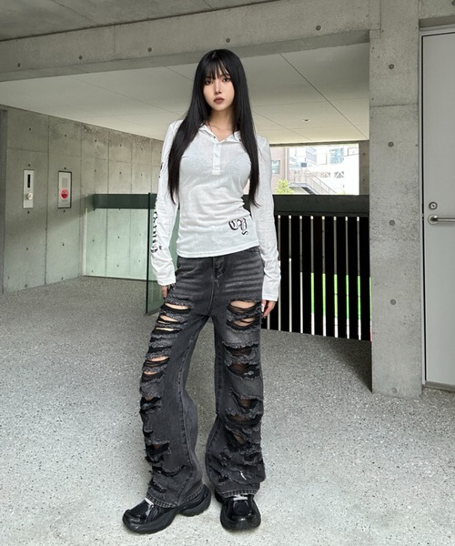 フジカヤングKSG-1 KsG ジーンズ デニム デニムパンツ multi damage wide denim