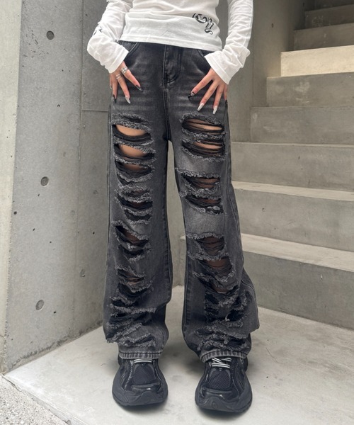 フジカヤングKSG-1 KsG ジーンズ デニム デニムパンツ multi damage wide denim