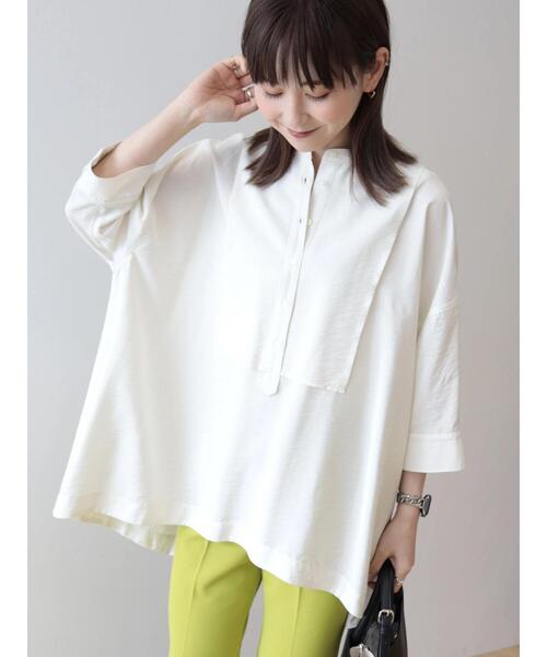 「AMERICAN HOLIC」 半袖チュニック L アイボリー レディース_画像2