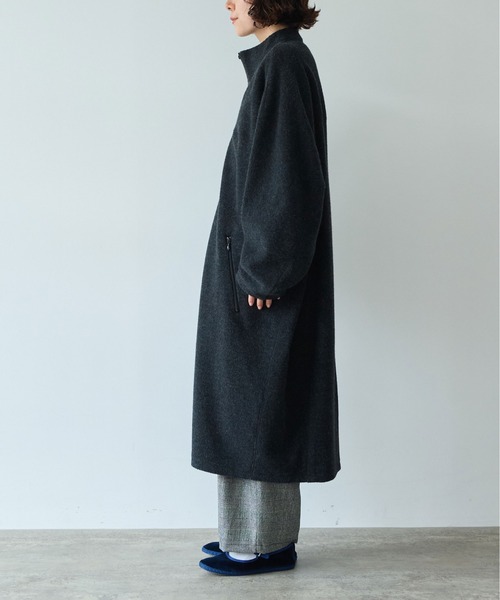 yuni コート アウター コットンウールカシミアボア コクーンコート